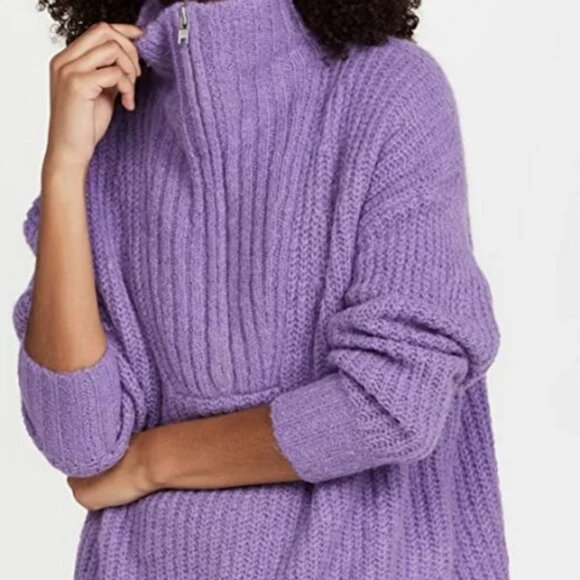 A.L.C. Everette Half Zip Alpaca Blend Lavender Sweater - Picture 1 of 8
